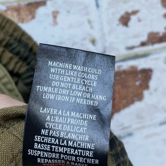 Blank NYC At Attention Green Camo Linen Printed Drawstring Joggers - Picture 8 of 10